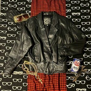 80's Motorcycle Jacket w/ Belted Waist